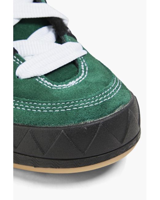 Adidas Originals Green Adimatic Ynuk Striped Suede Sneakers for men