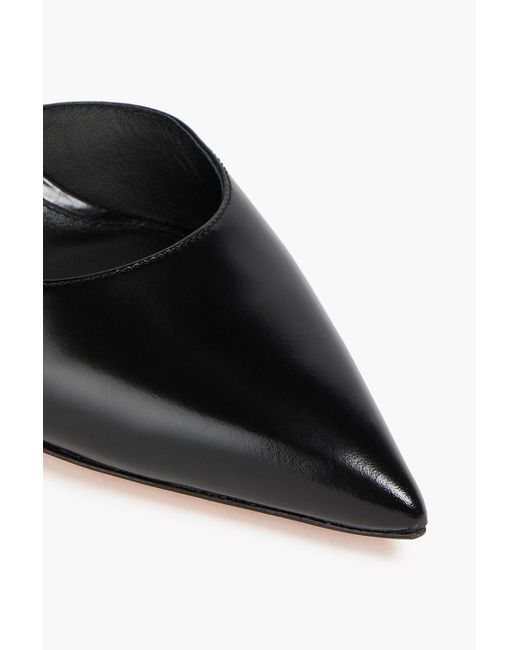 Veronica Beard Black Collette Glossed-Leather Pumps