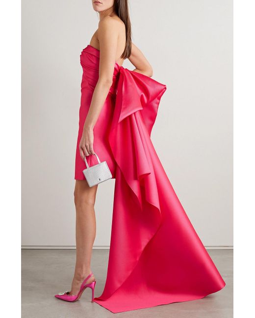 Reem Acra Red Convertible Strapless Mikado-piqué Mini Dress