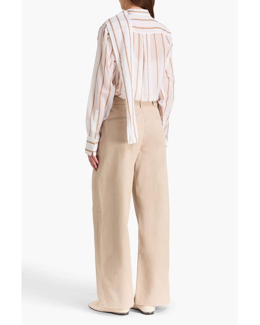 Totême White Striped Cotton And Silk-blend Organza Blouse