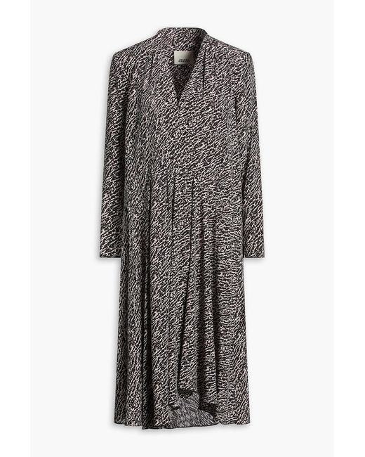 Isabel Marant Gray Patel Pleated Printed Stretch-silk Midi Dress