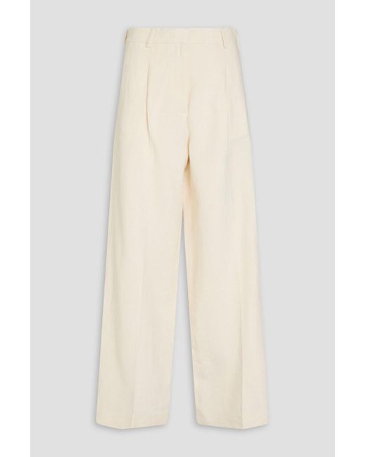 J.W. Anderson Natural Hose aus einer baumwoll-leinenmischung mit weitem bein und jacquardbesatz