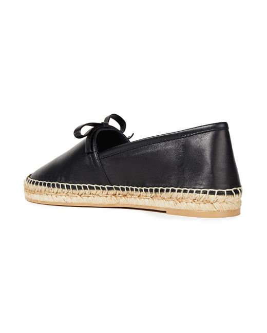 Red(v) Black Bow-embellished Leather Espadrilles