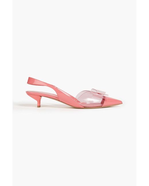 Emporio Armani Pink Bow-detailed Pvc And Patent-leather Slingback Pumps