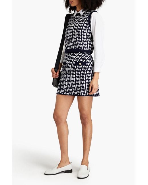 Maje Black Button-embellished Jacquard-knit Mini Skirt