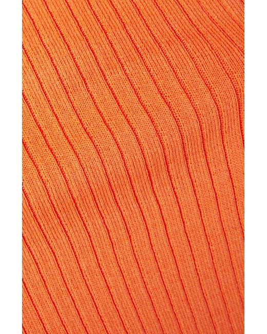 Dodo Bar Or Orange Faye Ribbed-knit Bodysuit