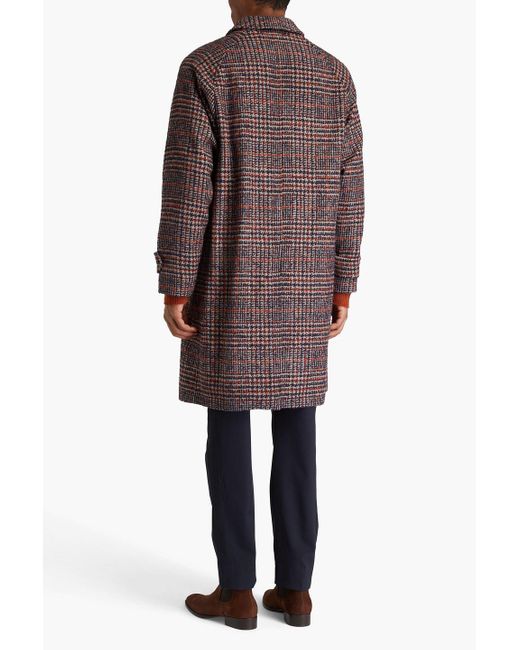 Herno Brown Checked Wool-blend Coat for men