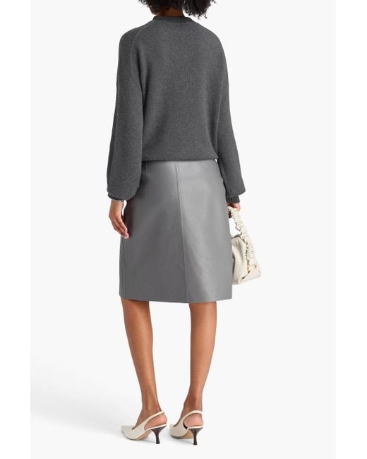 Brunello Cucinelli Gray Bead-Embellished Cashmere Sweater