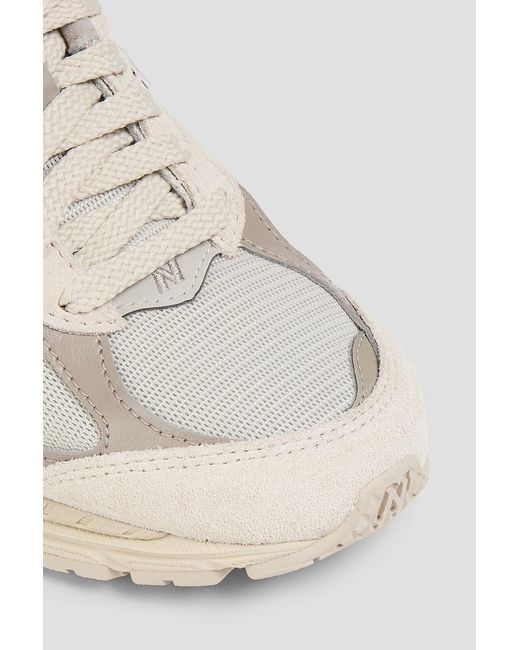 New Balance White 2002r Mesh And Suede Sneakers