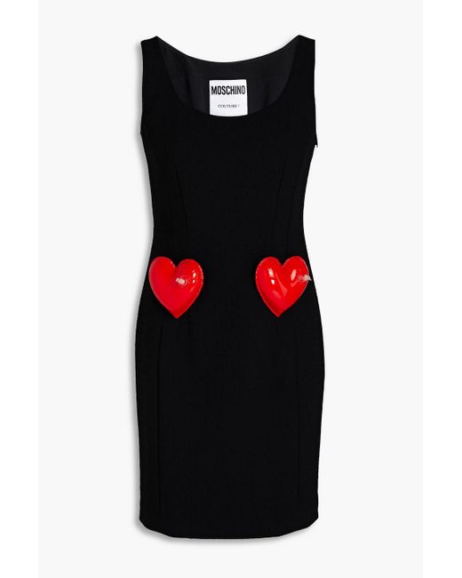 Moschino Black Appliquéd Crepe Mini Dress