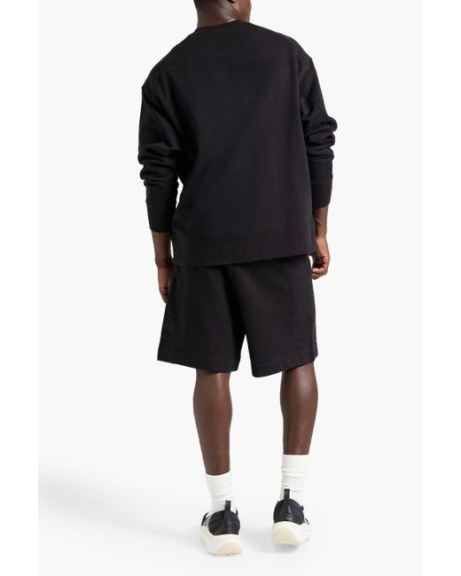 Y-3 Black French Cotton-terry Drawstring Shorts for men