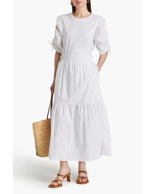 FRAME White Tiered Cotton-poplin Maxi Skirt