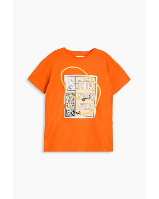 Maison Margiela Orange Printed Cotton-jersey T-shirt