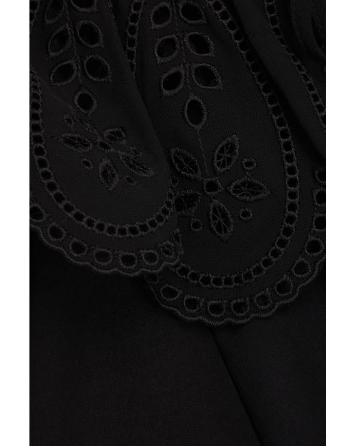 Claudie Pierlot Black Bluse aus georgette mit lochstickerei-besatz