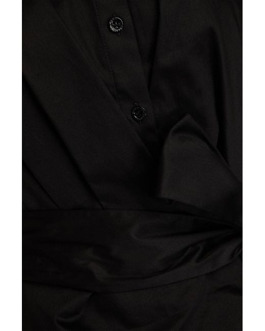 Carolina Herrera Black Drapiertes hemdkleid aus popeline aus einer baumwollmischung in midilänge