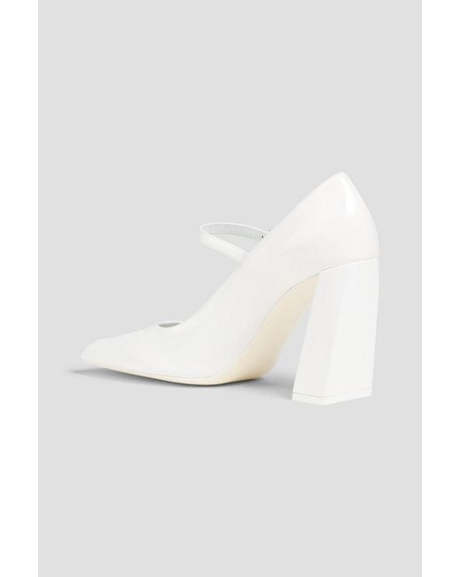 AMINA MUADDI White Charlotte Patent-leather Mary Jane Pumps