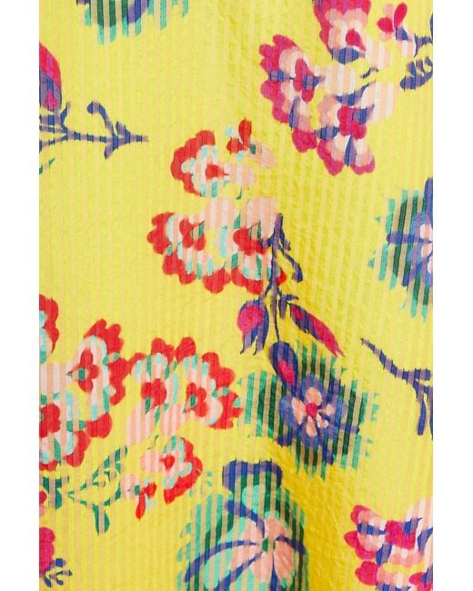 Saloni Yellow Ruffled Floral-print Cotton-blend Jacquard Maxi Dress