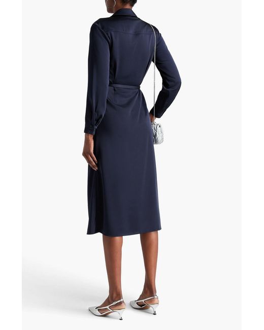 Claudie Pierlot Blue Satin Midi Wrap Dress