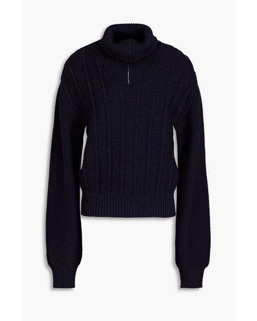 Officine Generale Blue Tiphanie Merino Wool Half-zip Sweater