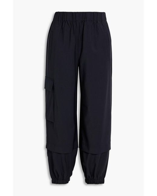 Tibi Blue Cropped Crepe Cargo Pants