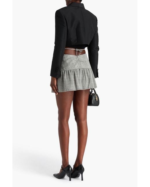Alessandra Rich Gray Prince Of Wales Checked Wool-tweed Mini Skirt