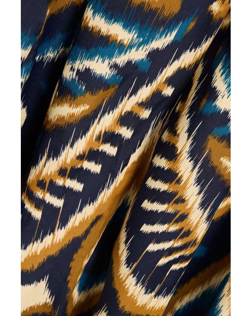 Farm Rio Blue Long Sleeve Satin Maxi Dress, Pineapple Ikat