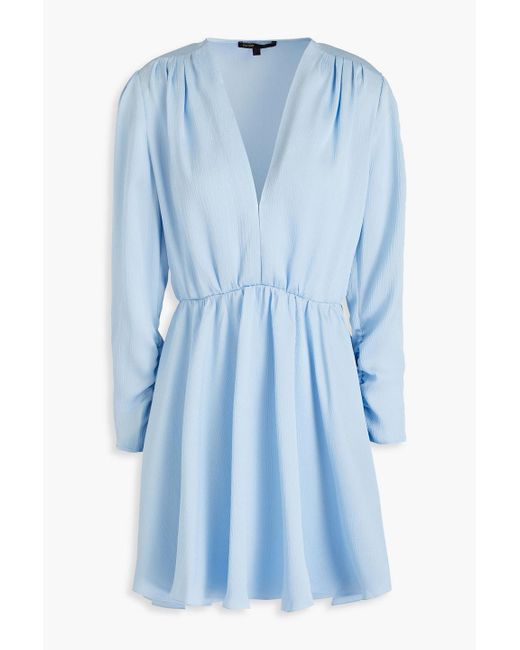 Maje Blue Hammered-crepe De Chine Mini Dress