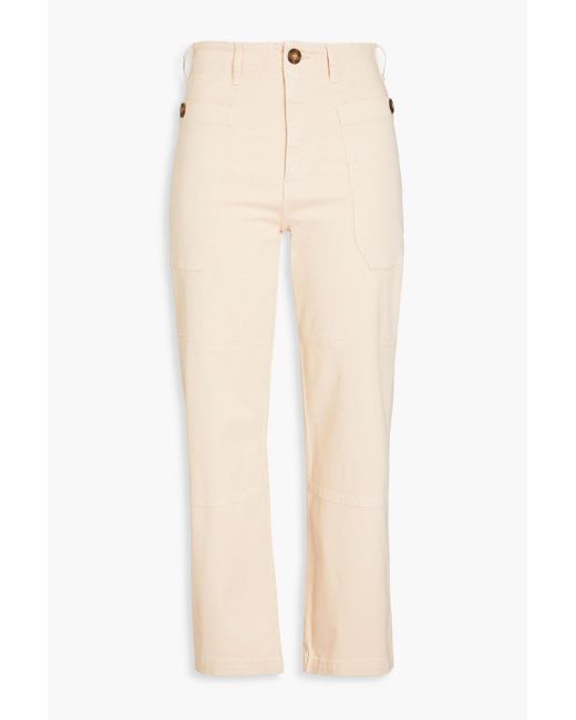 FRAME Natural Cropped Stretch-cotton Twill Cargo Pants