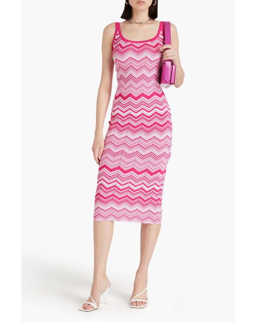 Missoni Pink Crochet-knit Midi Dress