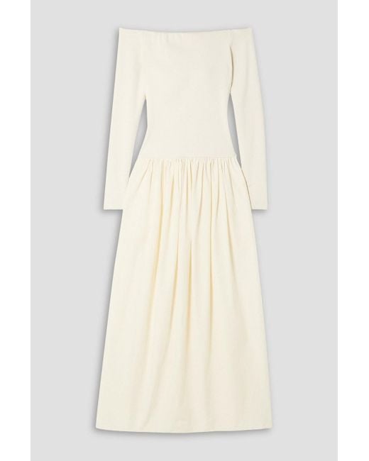 Esse Studios Natural Off-the-shoulder Stretch-knit And Cotton-poplin Maxi Dress