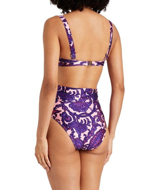 Zimmermann Purple tiggy Embellished Paisley-print High-rise Bikini Briefs