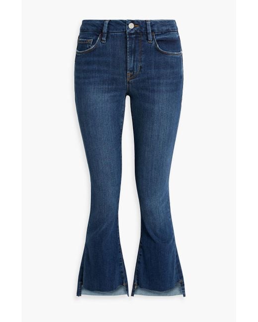 FRAME Blue Distressed High-rise Kick-flare Jeans