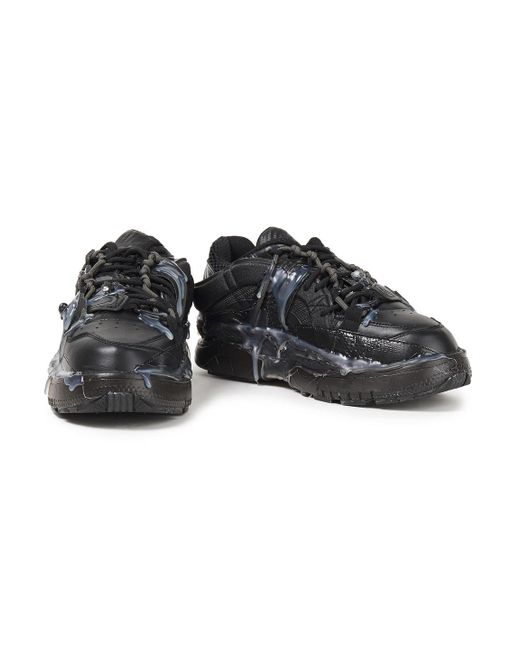Fusion rubber trimmed distressed leather sneakers sale