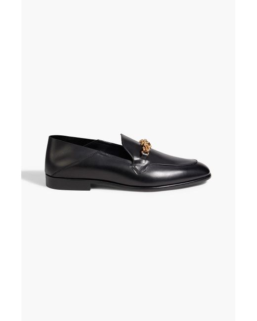 Versace Black Medusa Chain Leather Collapsible-heel Loafers for men