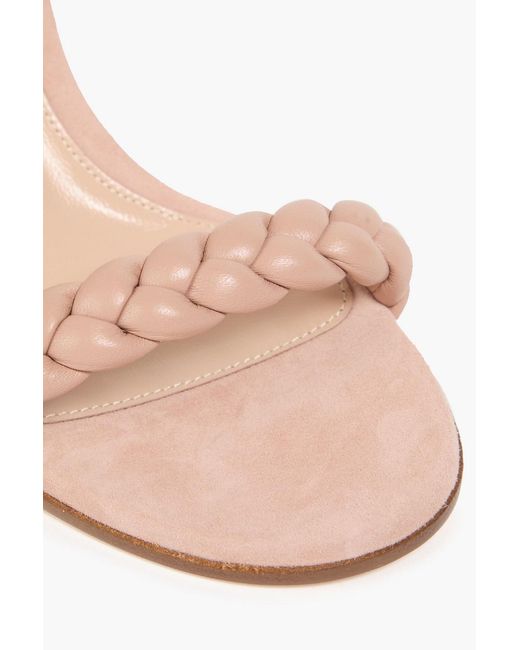 Gianvito Rossi Pink Woven Leather And Suede Sandals