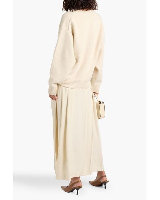Totême Natural Pleated Satin-Crepe Maxi Wrap Skirt