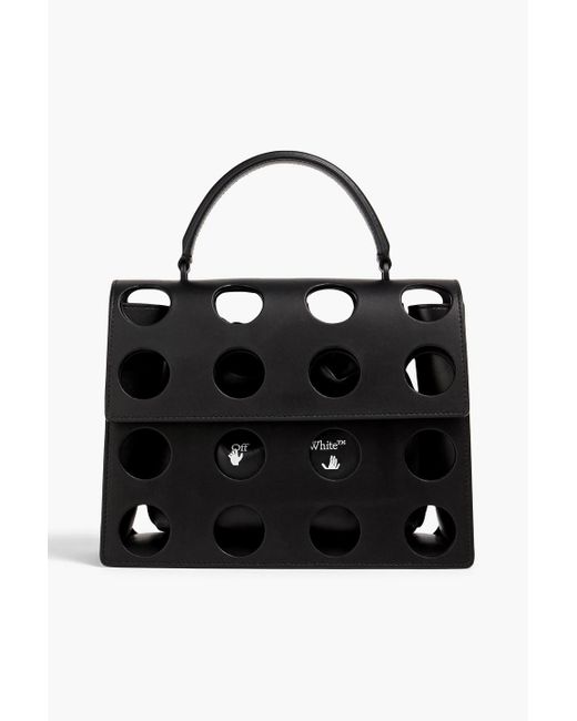 Off-White c/o Virgil Abloh Black 2.8 Jitney Porthole Cutout Leather Tote