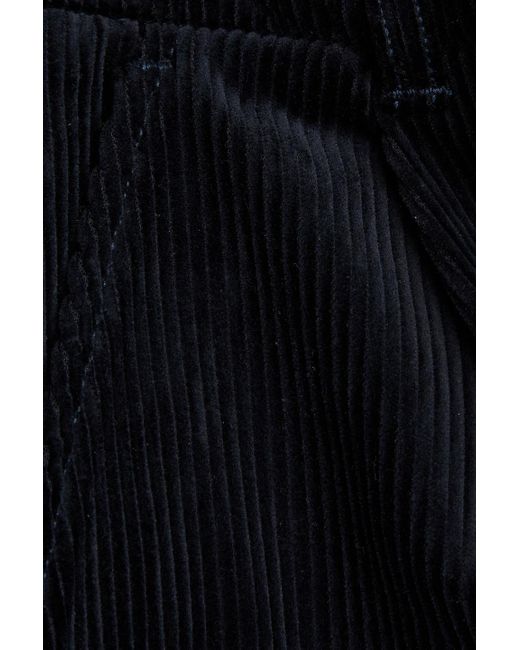 Emporio Armani Blue Cotton-corduroy Straight-leg Pants