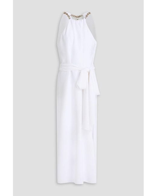 Carolina Herrera White Chain-Embellished Crepe Maxi Dress