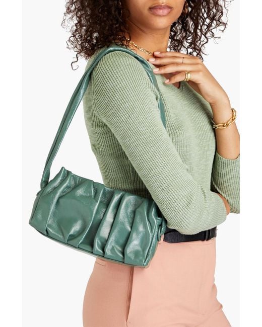 Elleme Green Vague Pleated Patent-leather Shoulder Bag