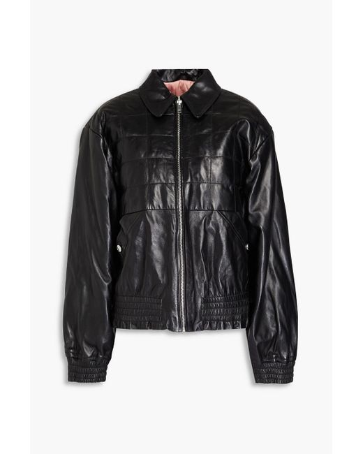 Sandro Black Arnold Quilted Leather Jacket