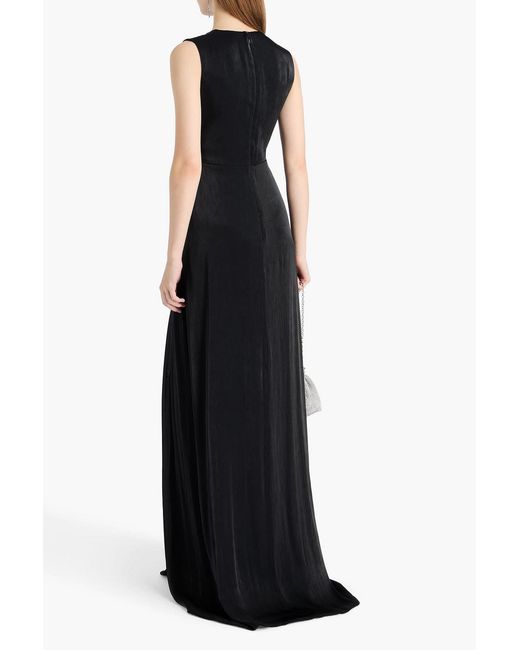Costarellos Black Cutout Metallic Georgette Gown