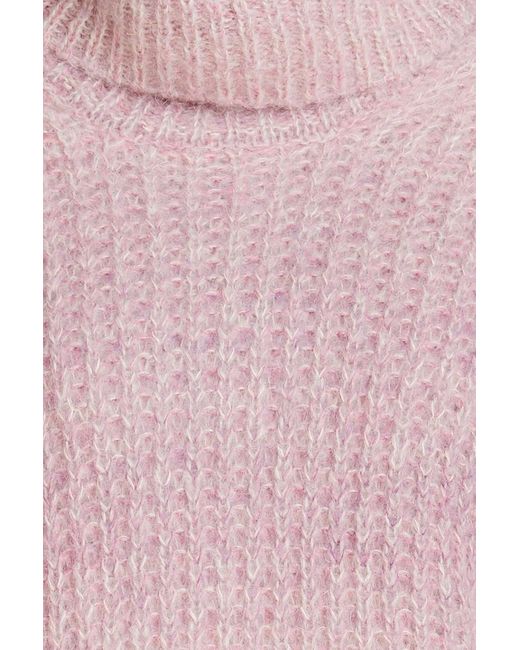 Ba&sh Pink Bear Ribbed-knit Turtleneck Sweater