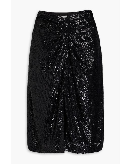 Claudie Pierlot Black Twisted Sequined Stretch-mesh Skirt
