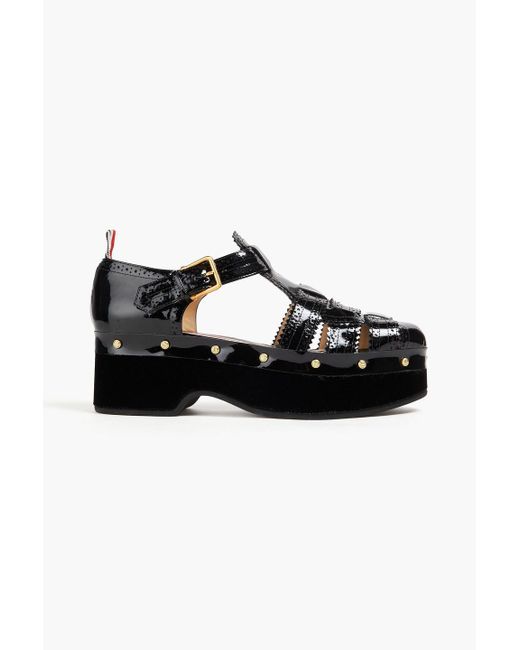 Thom Browne Black Patent-leather Sandals