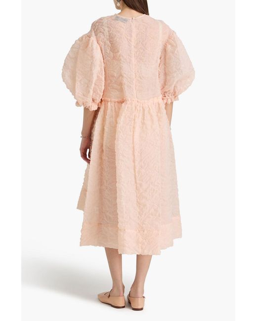 Simone Rocha Pink Ruffled Organza Midi Dress