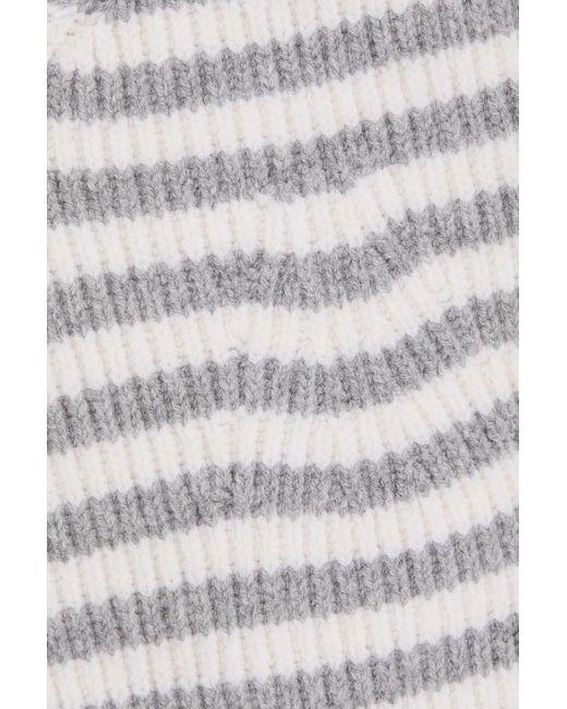 Jonathan Simkhai Gray Braylee Striped Wool And Cashmere-Blend Top