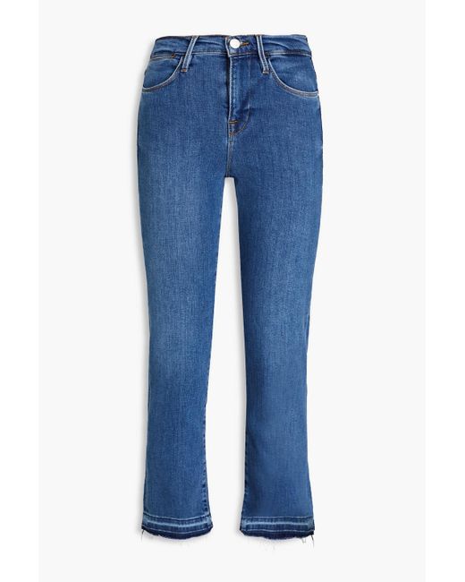FRAME Blue Le High Cropped High-rise Straight-leg Jeans