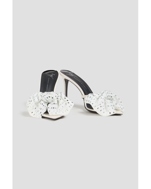 Giuseppe Zanotti Metallic Crystal-Embellished Bow-Detailed Patent-Leather Sandals
