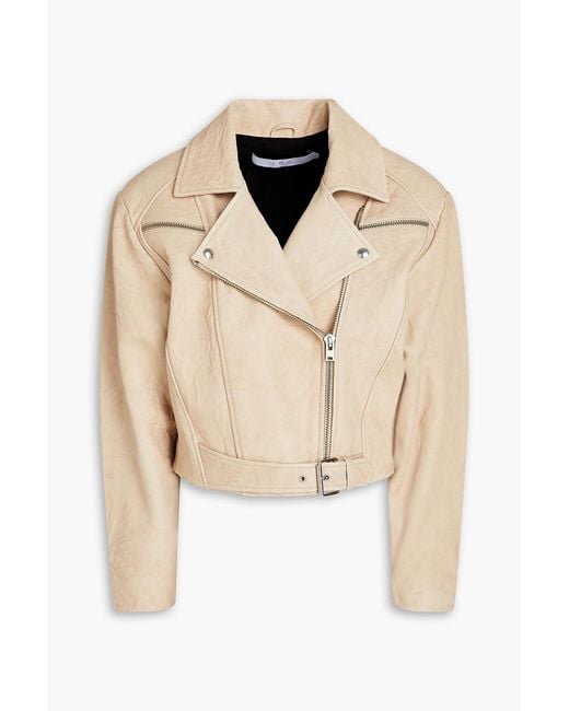 IRO Natural Marom Fringed Crinkled-leather Biker Jacket